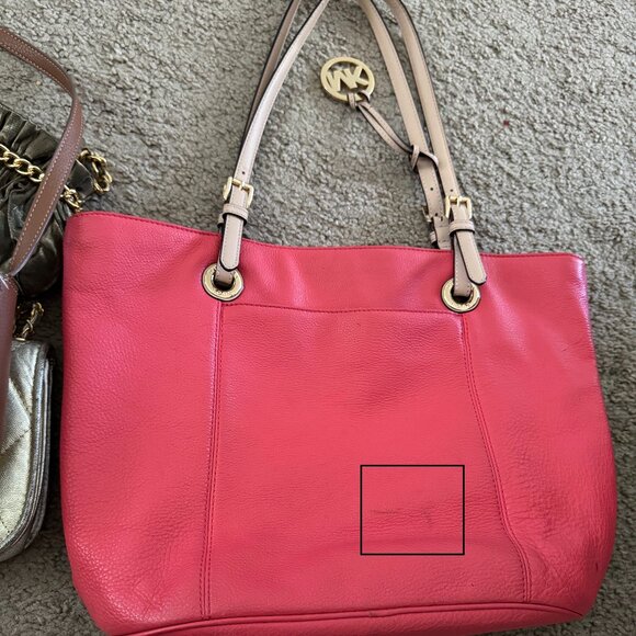 Michael Kors Bedford Coral Pebbled Leather Tote Handbag bundle of 4 purses - Picture 2 of 15